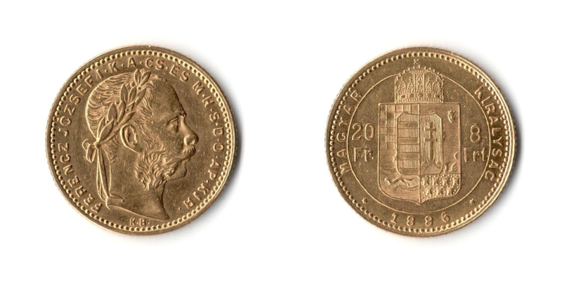 Ungheria, 8 Fiorini 1886 FDC